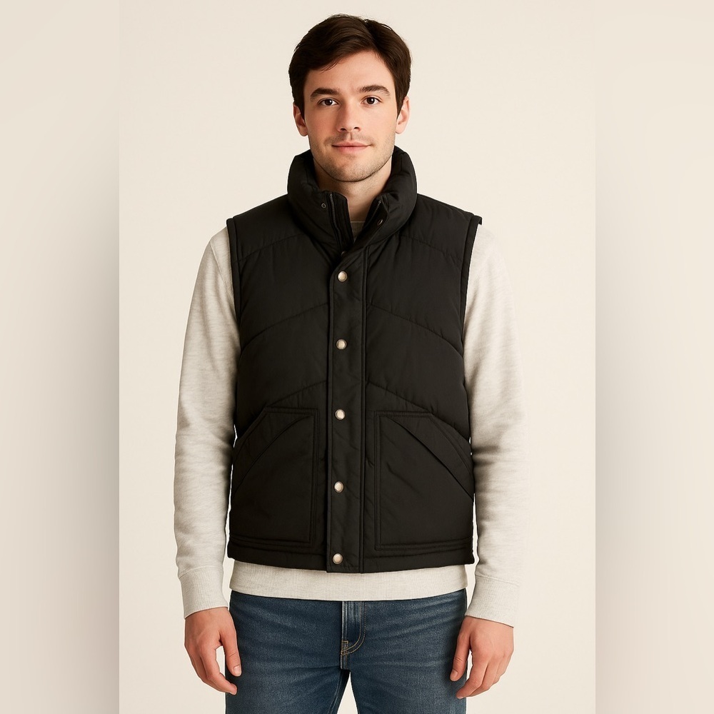 American Eagle Black Puffer Vest Size M